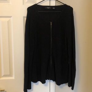 Black flare waist zip sweater